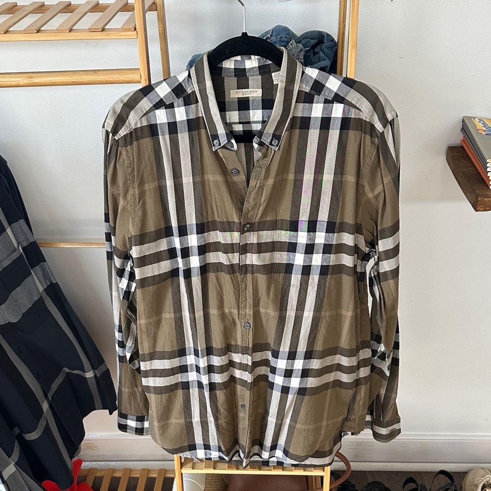 Burberry Olive and Black Check Shirt